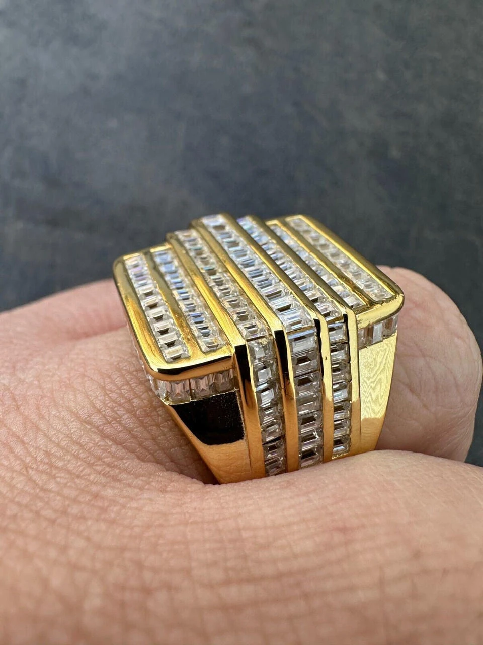 MOISSANITE Baguette Ring 14k Gold Over 925 Silver Iced Hip Hop Pass Diamond Test 7 MOISSANITE Baguette Ring 14k Gold Over 925 Silver Iced Hip Hop Pass Diamond Test - Image 5