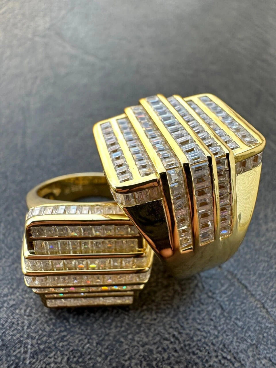 MOISSANITE Baguette Ring 14k Gold Over 925 Silver Iced Hip Hop Pass Diamond Test 10 MOISSANITE Baguette Ring 14k Gold Over 925 Silver Iced Hip Hop Pass Diamond Test - Image 8