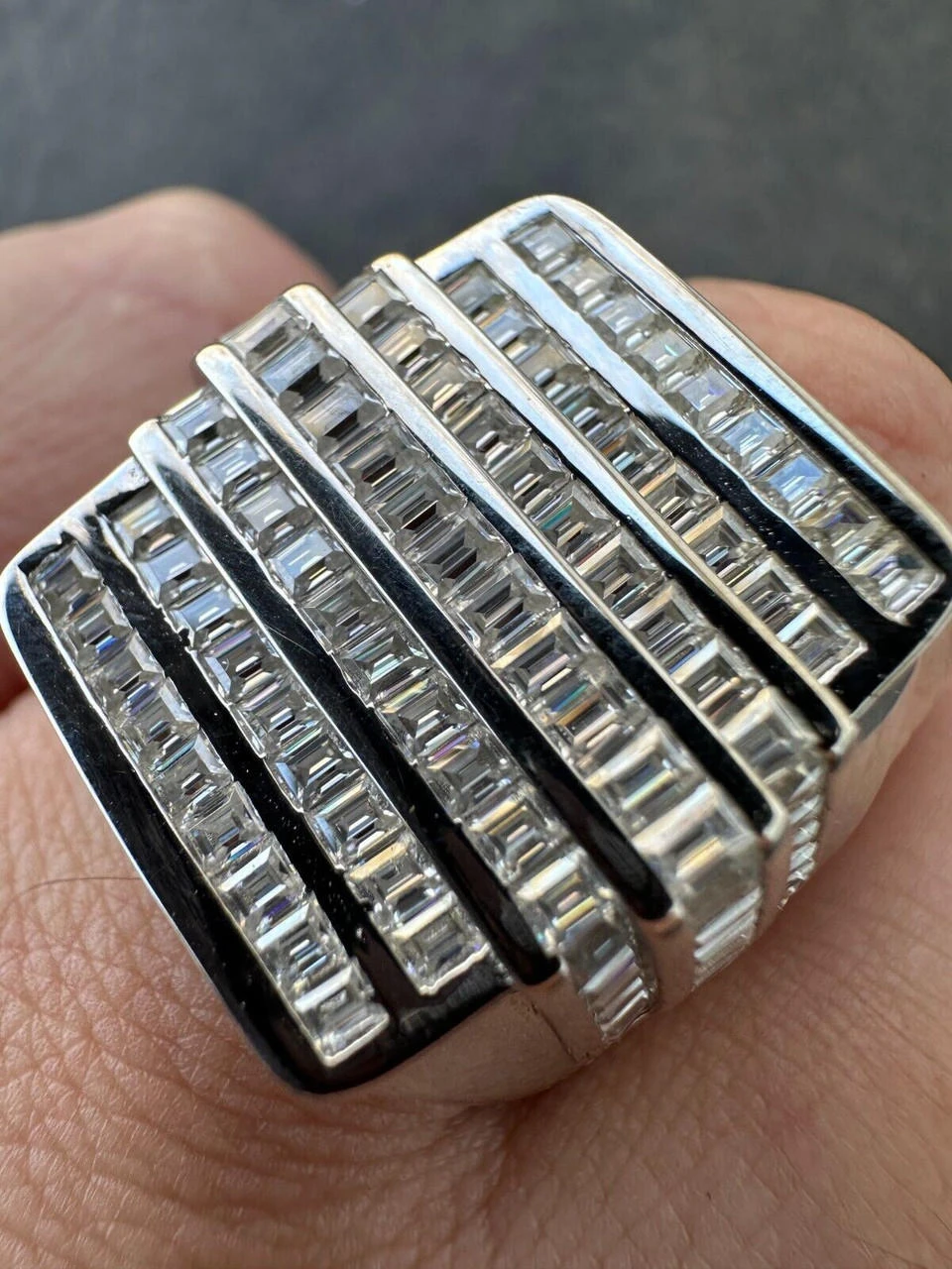 MOISSANITE Baguette Ring REAL 925 Silver Iced Hip Hop Pinky Pass Diamond Tester 6 MOISSANITE Baguette Ring REAL 925 Silver Iced Hip Hop Pinky Pass Diamond Tester - Image 4