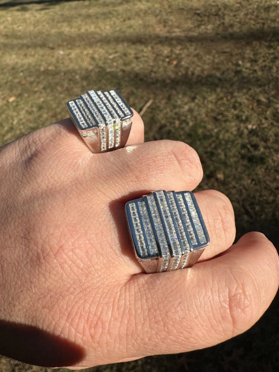 MOISSANITE Baguette Ring REAL 925 Silver Iced Hip Hop Pinky Pass Diamond Tester 11 MOISSANITE Baguette Ring REAL 925 Silver Iced Hip Hop Pinky Pass Diamond Tester - Image 9