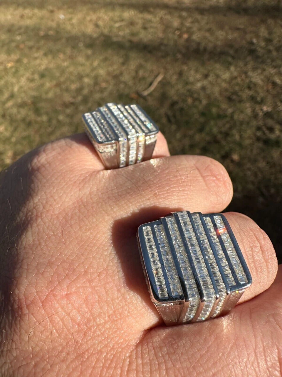 MOISSANITE Baguette Ring REAL 925 Silver Iced Hip Hop Pinky Pass Diamond Tester 4 MOISSANITE Baguette Ring REAL 925 Silver Iced Hip Hop Pinky Pass Diamond Tester - Image 2