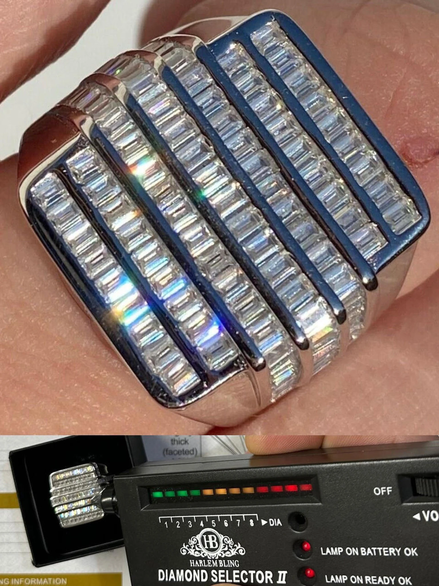 MOISSANITE Baguette Ring REAL 925 Silver Iced Hip Hop Pinky Pass Diamond Tester 3 MOISSANITE Baguette Ring REAL 925 Silver Iced Hip Hop Pinky Pass Diamond Tester