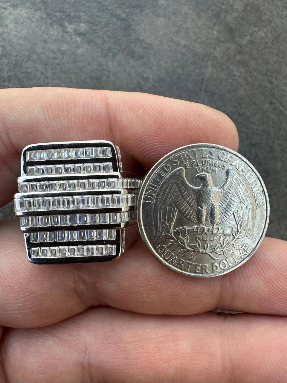 MOISSANITE Baguette Ring REAL 925 Silver Iced Hip Hop Pinky Pass Diamond Tester 7 MOISSANITE Baguette Ring REAL 925 Silver Iced Hip Hop Pinky Pass Diamond Tester - Image 5