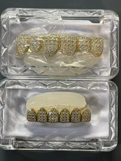 MOISSANITE GRILLZ Pass Diamond Test Teeth Top & Bottom Hip Hop 14k Gold Vermeil 23 MOISSANITE GRILLZ Pass Diamond Test Teeth Top & Bottom Hip Hop 14k Gold Vermeil -Harlem Bling Shop moissanite grillz pass diamond test teeth top and bottom hip hop 14k gold vermeil 62798.1664398067