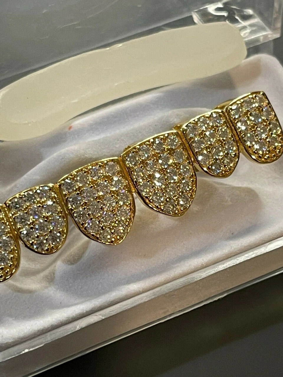 MOISSANITE GRILLZ Pass Diamond Test Teeth Top & Bottom Hip Hop 14k Gold Vermeil 13 MOISSANITE GRILLZ Pass Diamond Test Teeth Top & Bottom Hip Hop 14k Gold Vermeil - Image 11