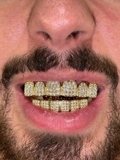 MOISSANITE GRILLZ Pass Diamond Test Teeth Top & Bottom Hip Hop 14k Gold Vermeil 16 MOISSANITE GRILLZ Pass Diamond Test Teeth Top & Bottom Hip Hop 14k Gold Vermeil -Harlem Bling Shop moissanite grillz pass diamond test teeth top and bottom hip hop 14k gold vermeil 92206.1664374653