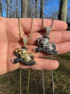 MOISSANITE Iced Real 925 Silver / Gold Monopoly Man Money Bag Necklace Pendant 30 MOISSANITE Iced Real 925 Silver / Gold Monopoly Man Money Bag Necklace Pendant -Harlem Bling Shop moissanite iced real 925 silver gold monopoly man money bag necklace pendant 09589.1675360620