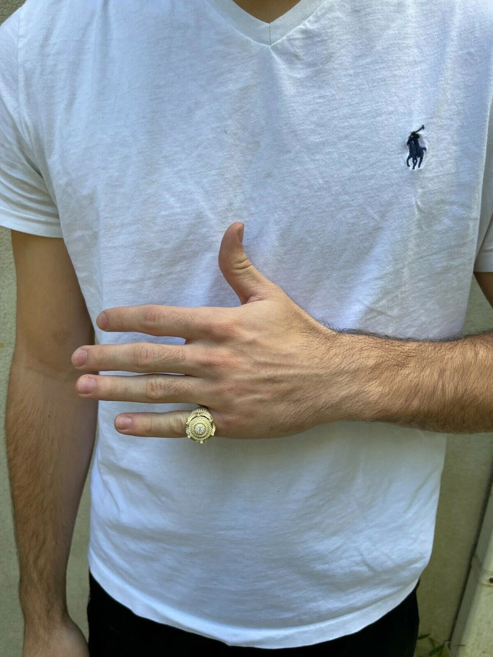 MOISSANITE Iced Ring Men's 14K Gold Vermeil Solid 925 Silver King Crown Pinky 5 MOISSANITE Iced Ring Men's 14K Gold Vermeil Solid 925 Silver King Crown Pinky - Image 3