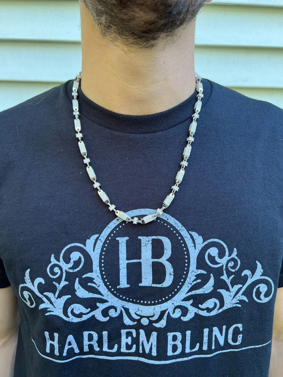 MOISSANITE Men's Bullet Chain Real 925 Silver Iced Flooded Out Hip Hop Necklace 11 MOISSANITE Men's Bullet Chain Real 925 Silver Iced Flooded Out Hip Hop Necklace - Image 9