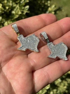 MOISSANITE Real 925 Silver / 14k Gold Hip Hop Texas State Shape Pendant Iced 17 MOISSANITE Real 925 Silver / 14k Gold Hip Hop Texas State Shape Pendant Iced -Harlem Bling Shop moissanite real 925 silver 14k gold hip hop texas state shape pendant iced 24809.1674668402