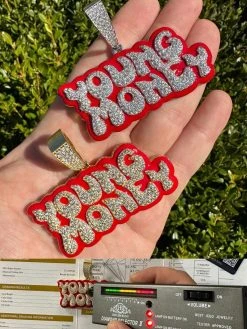 MOISSANITE Real 925 Silver / 14k Gold Iced YOUNG MONEY Hip Hop Pendant Necklace