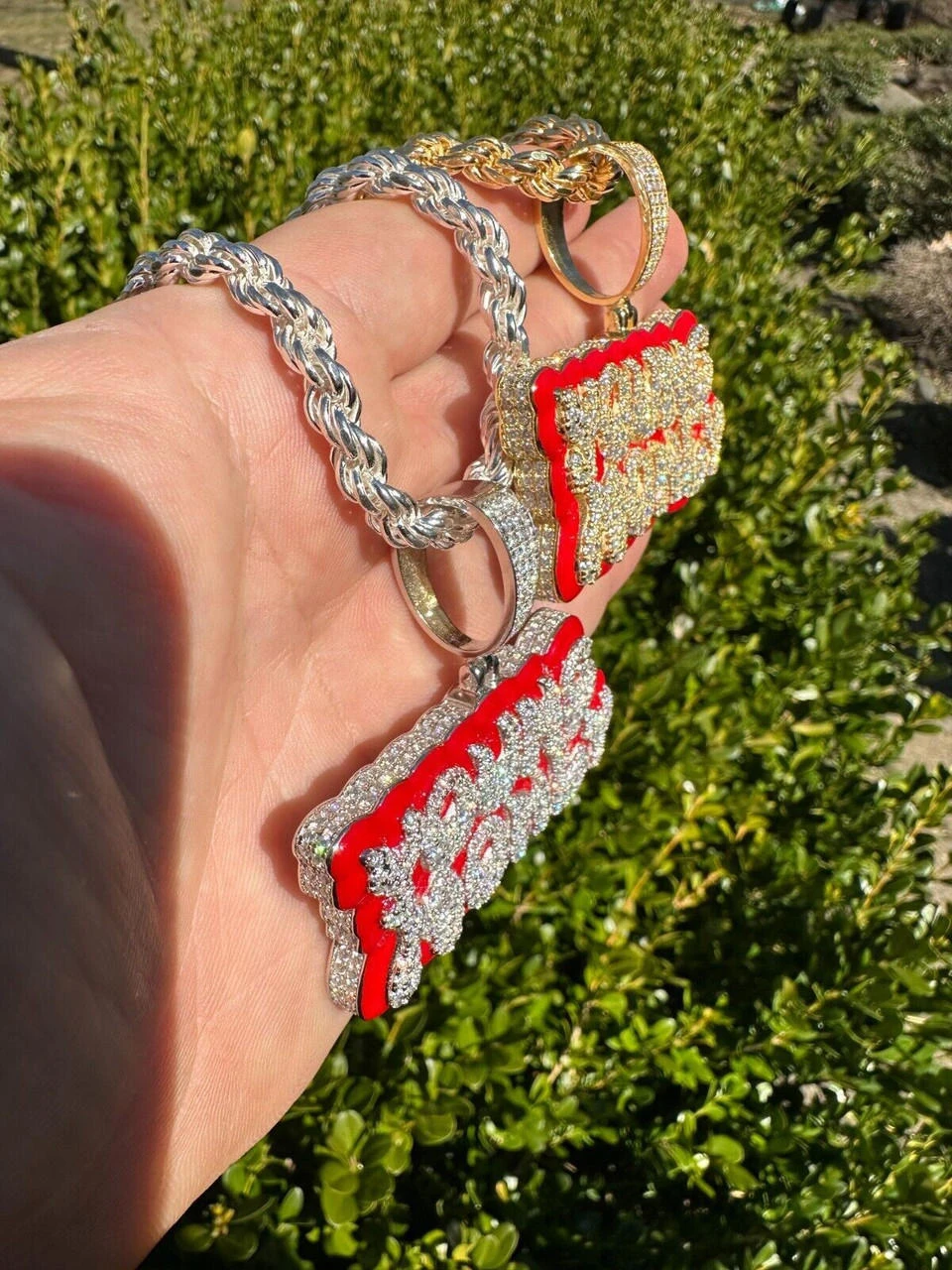 MOISSANITE Real 925 Silver / 14k Gold Iced YOUNG MONEY Hip Hop Pendant Necklace 8 MOISSANITE Real 925 Silver / 14k Gold Iced YOUNG MONEY Hip Hop Pendant Necklace - Image 6