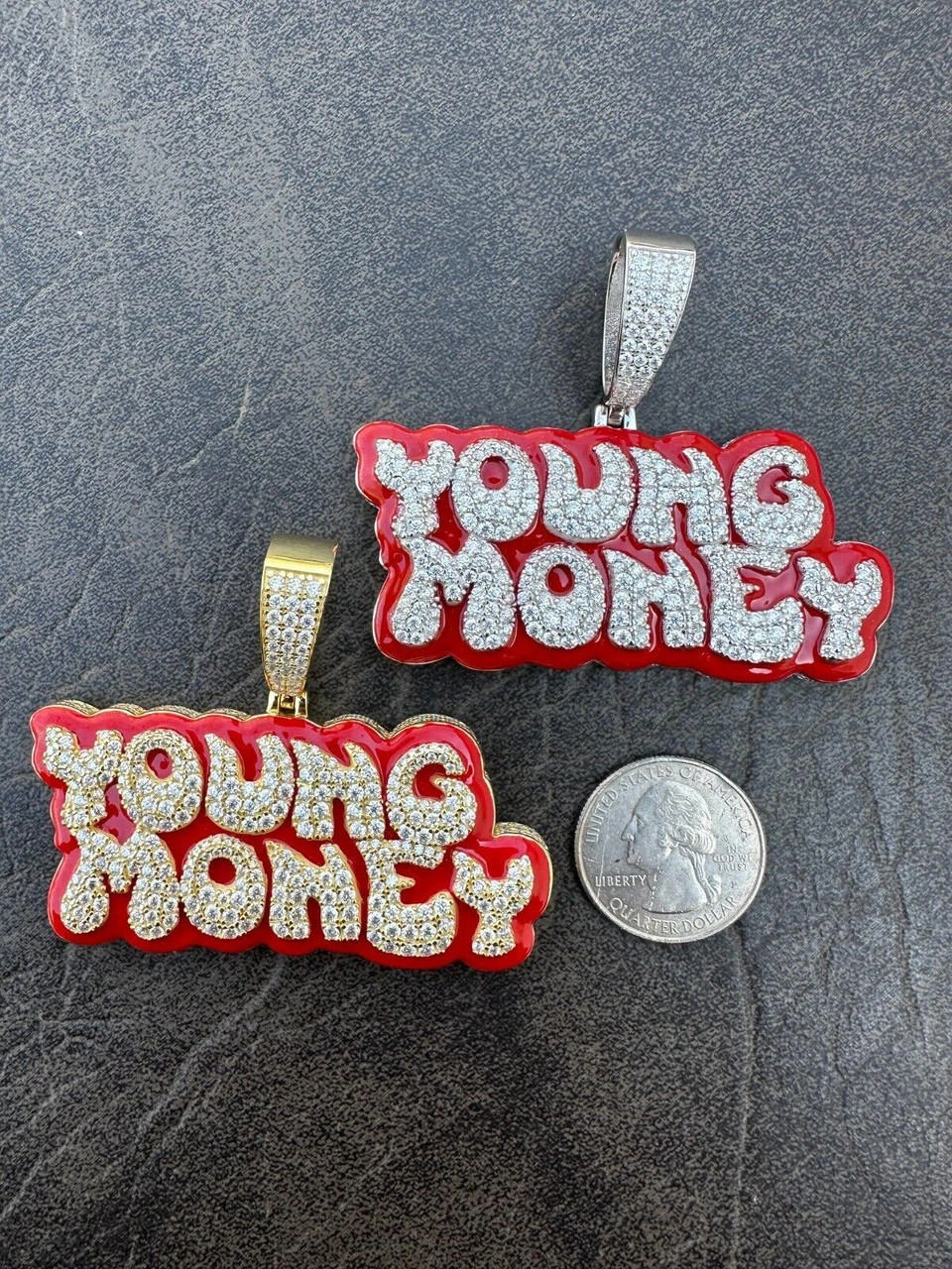 MOISSANITE Real 925 Silver / 14k Gold Iced YOUNG MONEY Hip Hop Pendant Necklace 13 MOISSANITE Real 925 Silver / 14k Gold Iced YOUNG MONEY Hip Hop Pendant Necklace - Image 11