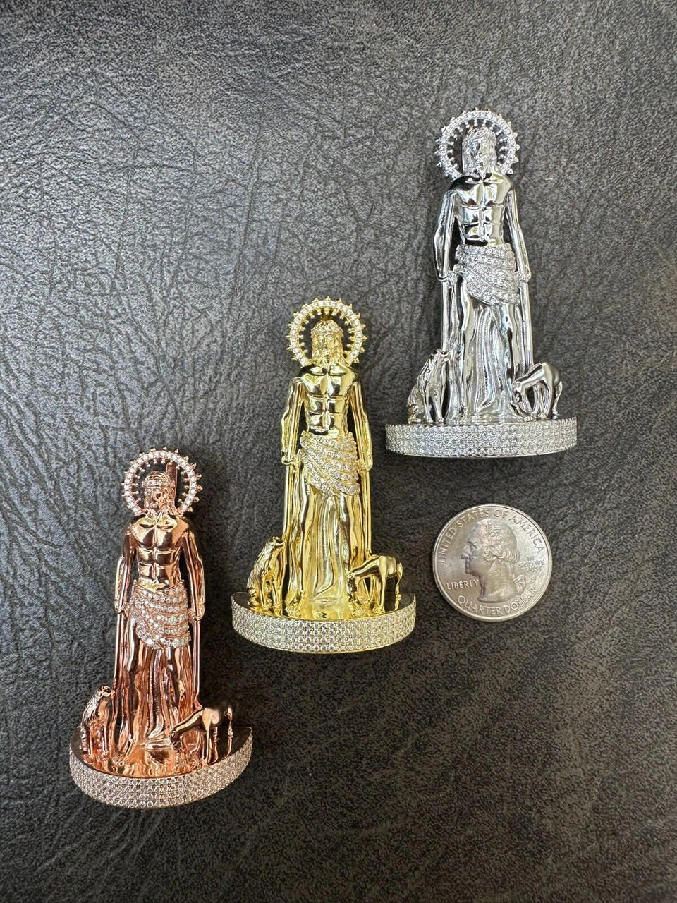 MOISSANITE Real 925 Silver / Gold 3D Saint Lazarus Iced Necklace Pendant Hip Hop 11 MOISSANITE Real 925 Silver / Gold 3D Saint Lazarus Iced Necklace Pendant Hip Hop - Image 9