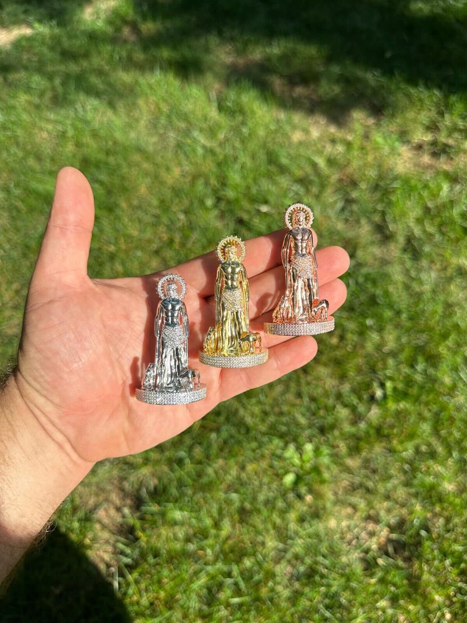 MOISSANITE Real 925 Silver / Gold 3D Saint Lazarus Iced Necklace Pendant Hip Hop 10 MOISSANITE Real 925 Silver / Gold 3D Saint Lazarus Iced Necklace Pendant Hip Hop - Image 8