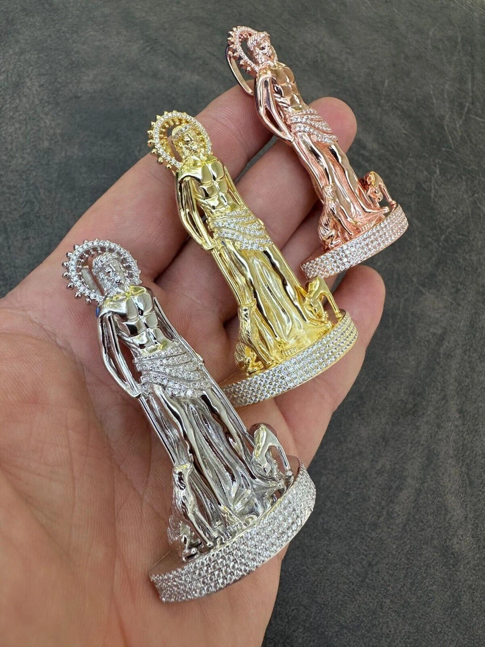 MOISSANITE Real 925 Silver / Gold 3D Saint Lazarus Iced Necklace Pendant Hip Hop 16 MOISSANITE Real 925 Silver / Gold 3D Saint Lazarus Iced Necklace Pendant Hip Hop - Image 14