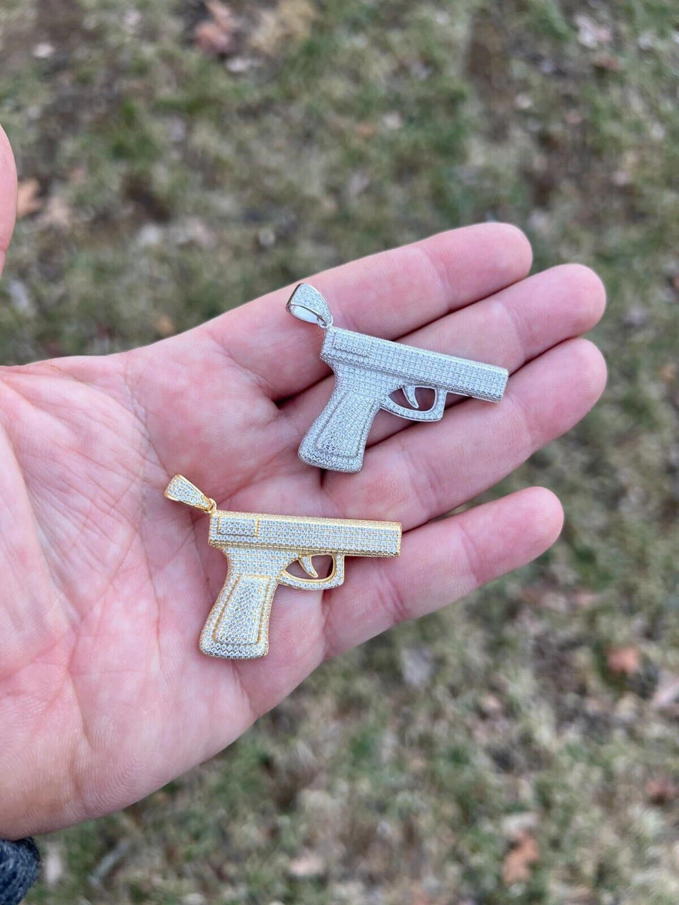 MOISSANITE Real 925 Silver / Gold Gun Pistol Iced Necklace Pendant Hip Hop 16 MOISSANITE Real 925 Silver / Gold Gun Pistol Iced Necklace Pendant Hip Hop - Image 14