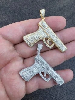 MOISSANITE Real 925 Silver / Gold Gun Pistol Iced Necklace Pendant Hip Hop 31 MOISSANITE Real 925 Silver / Gold Gun Pistol Iced Necklace Pendant Hip Hop -Harlem Bling Shop moissanite real 925 silver gold gun pistol iced necklace pendant hip hop 11526.1675447128