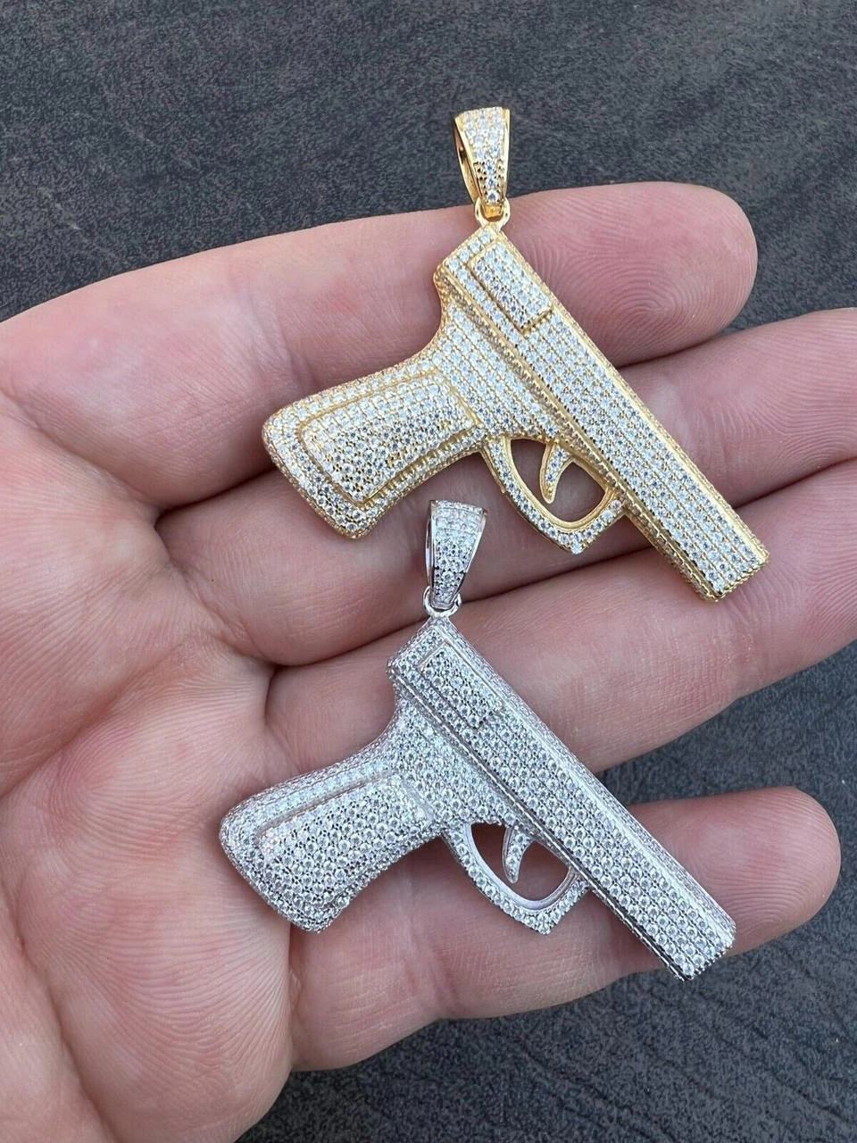 MOISSANITE Real 925 Silver / Gold Gun Pistol Iced Necklace Pendant Hip Hop 12 MOISSANITE Real 925 Silver / Gold Gun Pistol Iced Necklace Pendant Hip Hop - Image 10