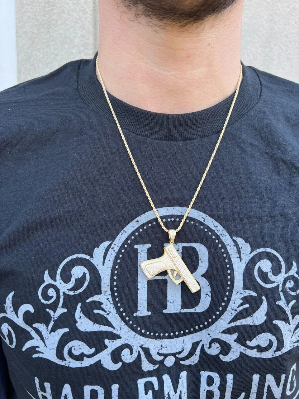 MOISSANITE Real 925 Silver / Gold Gun Pistol Iced Necklace Pendant Hip Hop 4 MOISSANITE Real 925 Silver / Gold Gun Pistol Iced Necklace Pendant Hip Hop - Image 2