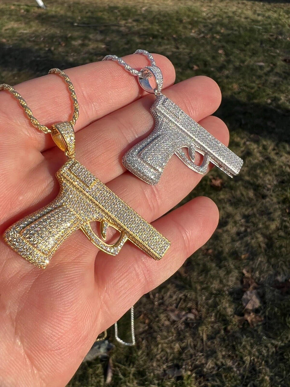 MOISSANITE Real 925 Silver / Gold Gun Pistol Iced Necklace Pendant Hip Hop 9 MOISSANITE Real 925 Silver / Gold Gun Pistol Iced Necklace Pendant Hip Hop - Image 7