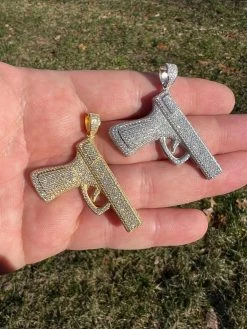 MOISSANITE Real 925 Silver / Gold Gun Pistol Iced Necklace Pendant Hip Hop 41 MOISSANITE Real 925 Silver / Gold Gun Pistol Iced Necklace Pendant Hip Hop -Harlem Bling Shop moissanite real 925 silver gold gun pistol iced necklace pendant hip hop 32064.1675447118