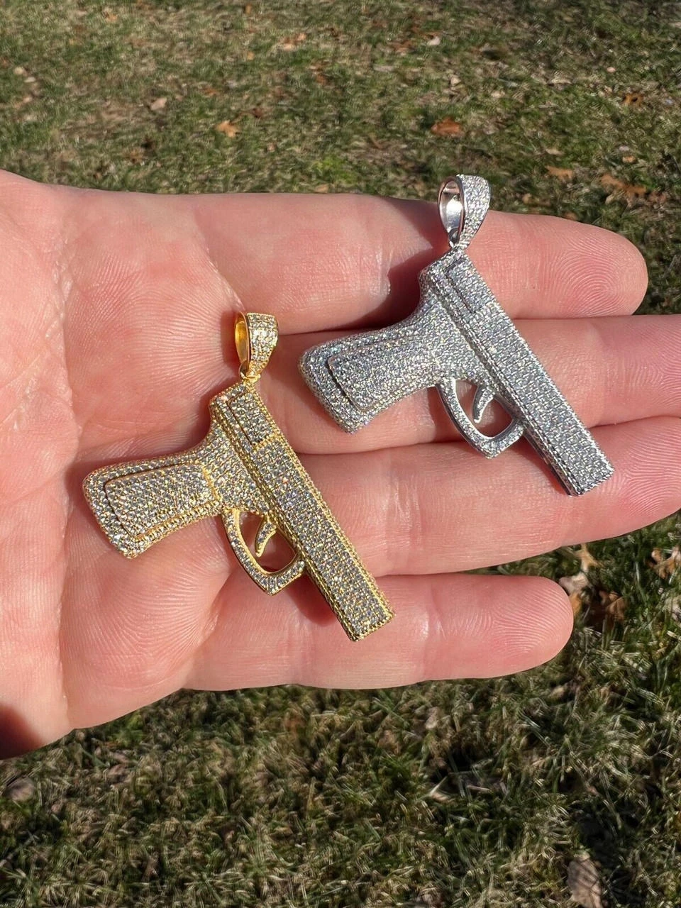 MOISSANITE Real 925 Silver / Gold Gun Pistol Iced Necklace Pendant Hip Hop 22 MOISSANITE Real 925 Silver / Gold Gun Pistol Iced Necklace Pendant Hip Hop - Image 20