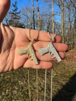 MOISSANITE Real 925 Silver / Gold Gun Pistol Iced Necklace Pendant Hip Hop 30 MOISSANITE Real 925 Silver / Gold Gun Pistol Iced Necklace Pendant Hip Hop -Harlem Bling Shop moissanite real 925 silver gold gun pistol iced necklace pendant hip hop 40876.1675447186