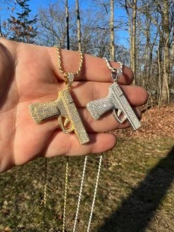 MOISSANITE Real 925 Silver / Gold Gun Pistol Iced Necklace Pendant Hip Hop 37 MOISSANITE Real 925 Silver / Gold Gun Pistol Iced Necklace Pendant Hip Hop -Harlem Bling Shop moissanite real 925 silver gold gun pistol iced necklace pendant hip hop 46107.1675447198