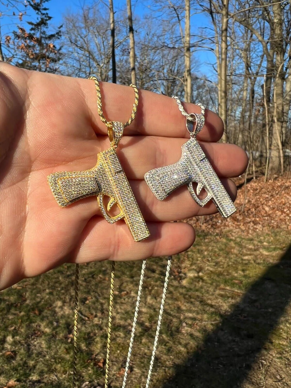 MOISSANITE Real 925 Silver / Gold Gun Pistol Iced Necklace Pendant Hip Hop 18 MOISSANITE Real 925 Silver / Gold Gun Pistol Iced Necklace Pendant Hip Hop - Image 16