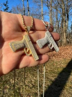MOISSANITE Real 925 Silver / Gold Gun Pistol Iced Necklace Pendant Hip Hop 27 MOISSANITE Real 925 Silver / Gold Gun Pistol Iced Necklace Pendant Hip Hop -Harlem Bling Shop moissanite real 925 silver gold gun pistol iced necklace pendant hip hop 60860.1675447229