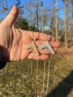MOISSANITE Real 925 Silver / Gold Gun Pistol Iced Necklace Pendant Hip Hop 33 MOISSANITE Real 925 Silver / Gold Gun Pistol Iced Necklace Pendant Hip Hop -Harlem Bling Shop moissanite real 925 silver gold gun pistol iced necklace pendant hip hop 74634.1675447407