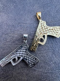 MOISSANITE Real 925 Silver / Gold Gun Pistol Iced Necklace Pendant Hip Hop 39 MOISSANITE Real 925 Silver / Gold Gun Pistol Iced Necklace Pendant Hip Hop -Harlem Bling Shop moissanite real 925 silver gold gun pistol iced necklace pendant hip hop 94261.1675447275