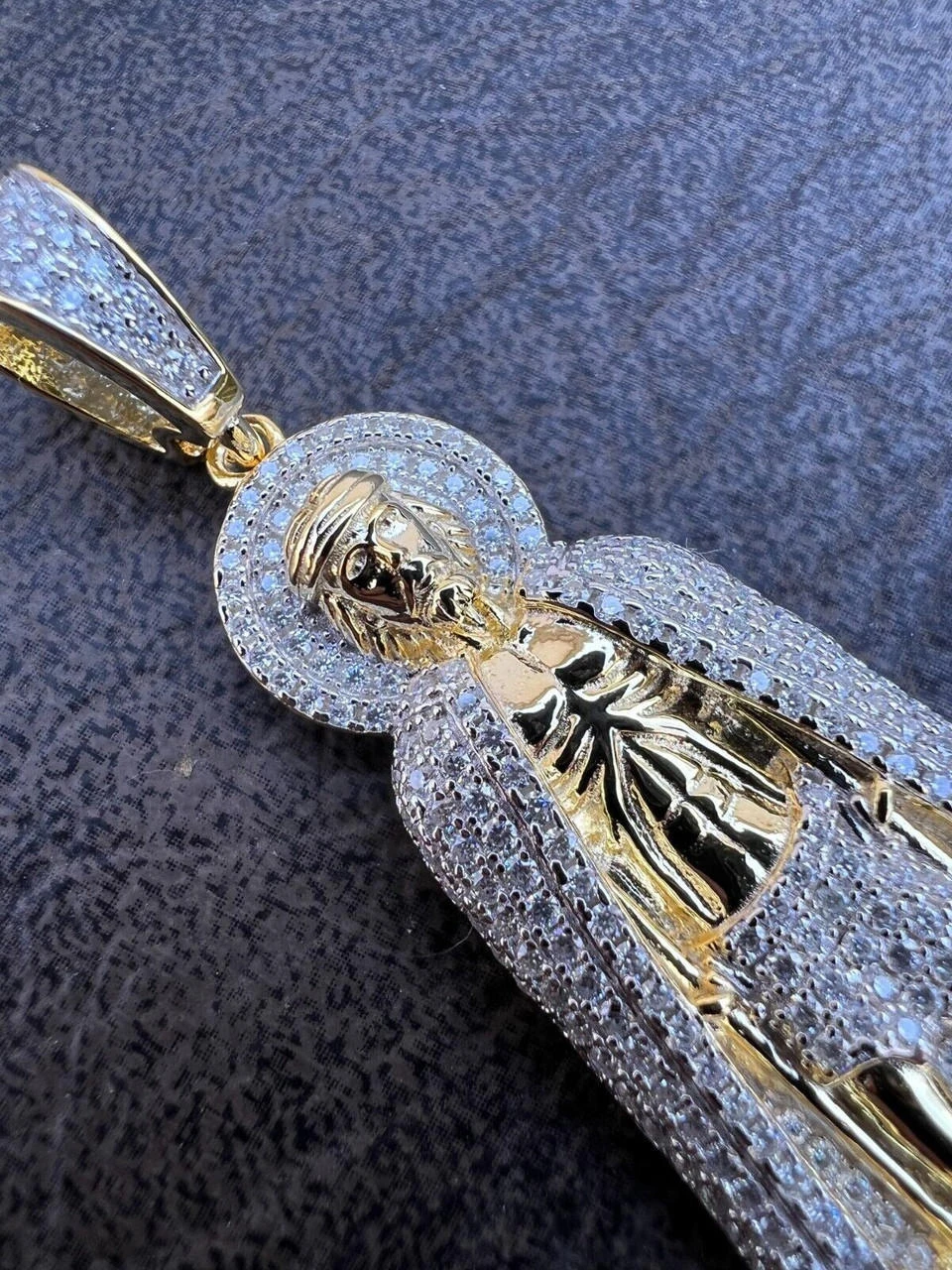 MOISSANITE Real 925 Silver / Gold Saint St Lazarus Iced Necklace Pendant Hip Hop 12 MOISSANITE Real 925 Silver / Gold Saint St Lazarus Iced Necklace Pendant Hip Hop - Image 10