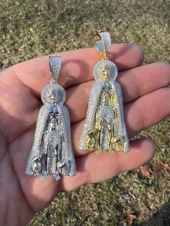 MOISSANITE Real 925 Silver / Gold Saint St Lazarus Iced Necklace Pendant Hip Hop 35 MOISSANITE Real 925 Silver / Gold Saint St Lazarus Iced Necklace Pendant Hip Hop -Harlem Bling Shop moissanite real 925 silver gold saint st lazarus iced necklace pendant hip hop 49143.1675447105
