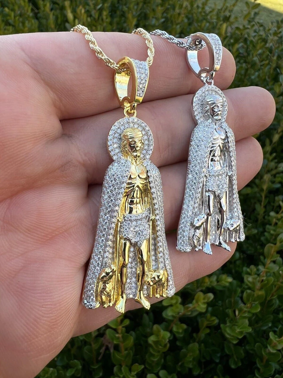 MOISSANITE Real 925 Silver / Gold Saint St Lazarus Iced Necklace Pendant Hip Hop 19 MOISSANITE Real 925 Silver / Gold Saint St Lazarus Iced Necklace Pendant Hip Hop - Image 17