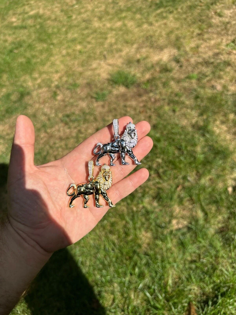 MOISSANITE Real 925 Silver Iced Lion Of Judah W. Crown Rasta Pendant Necklace 19 MOISSANITE Real 925 Silver Iced Lion Of Judah W. Crown Rasta Pendant Necklace - Image 17