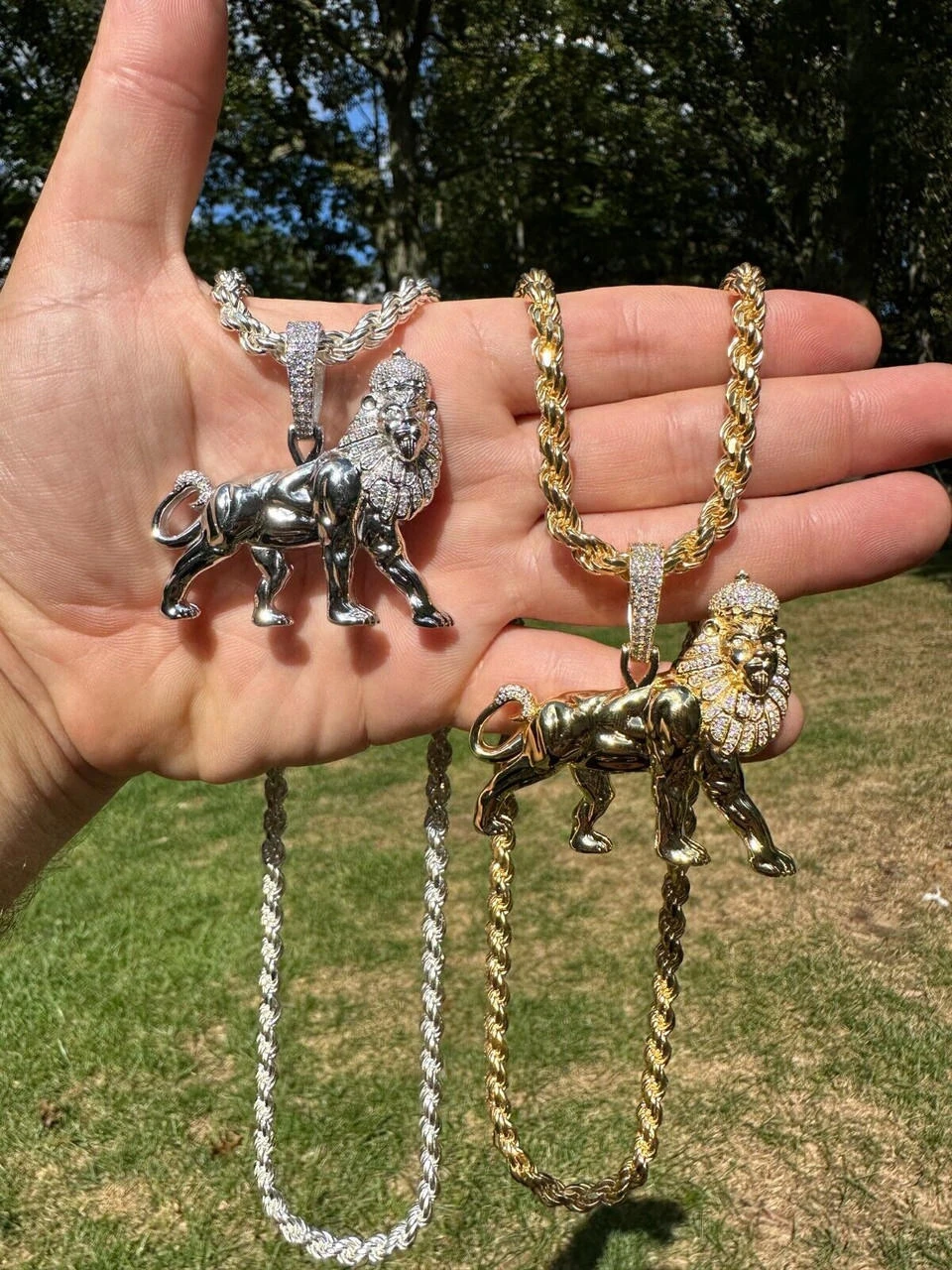 MOISSANITE Real 925 Silver Iced Lion Of Judah W. Crown Rasta Pendant Necklace 8 MOISSANITE Real 925 Silver Iced Lion Of Judah W. Crown Rasta Pendant Necklace - Image 6