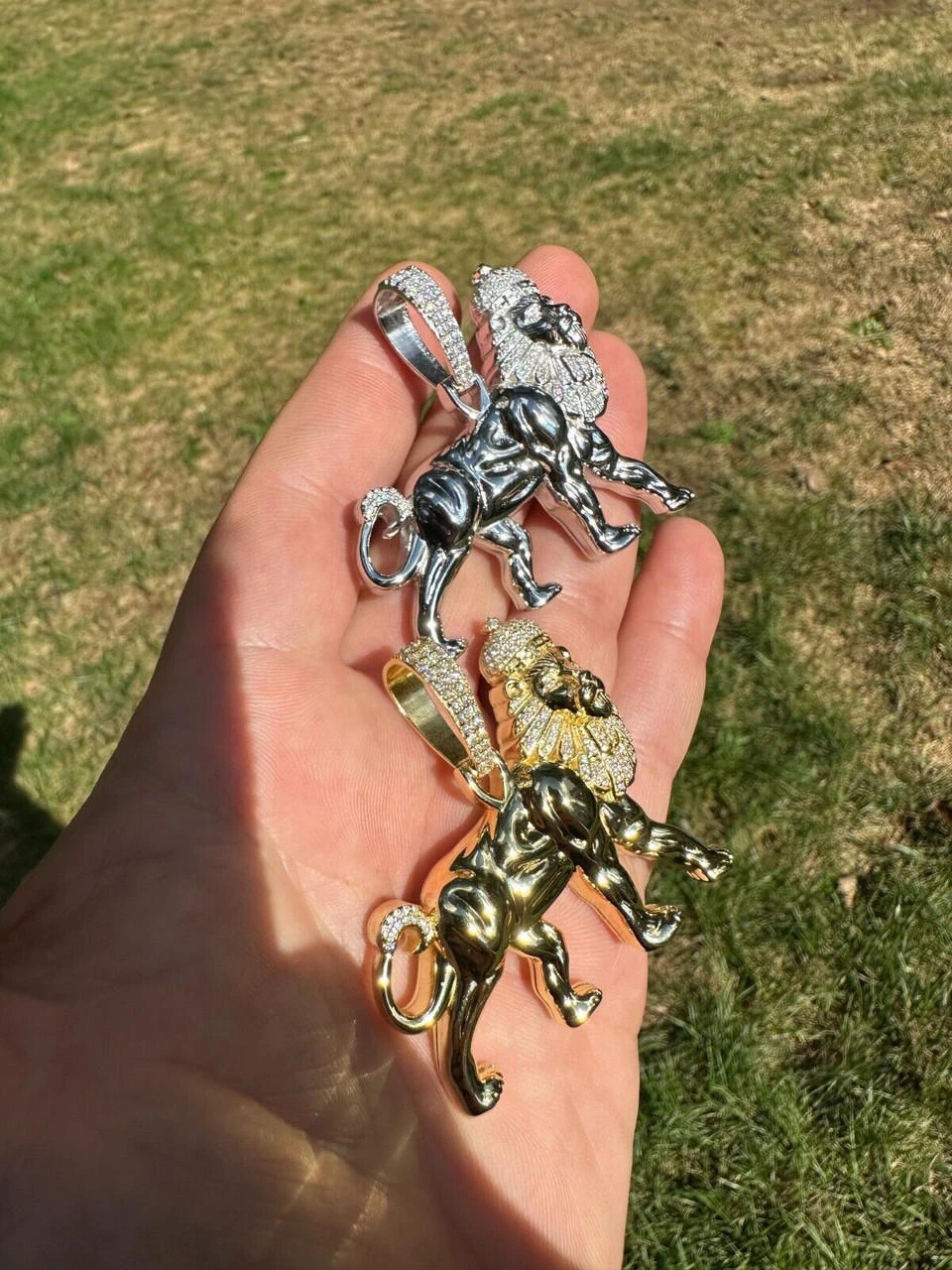 MOISSANITE Real 925 Silver Iced Lion Of Judah W. Crown Rasta Pendant Necklace 20 MOISSANITE Real 925 Silver Iced Lion Of Judah W. Crown Rasta Pendant Necklace - Image 18