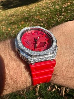 MOISSANITE Real 925 Silver Iced Red Casio G Shock GA-2100 Hip Hop Watch & Extras 39 MOISSANITE Real 925 Silver Iced Red Casio G Shock GA-2100 Hip Hop Watch & Extras -Harlem Bling Shop moissanite real 925 silver iced red casio g shock ga 2100 hip hop watch and extras 03870.1699069241