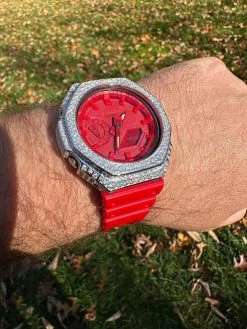 MOISSANITE Real 925 Silver Iced Red Casio G Shock GA-2100 Hip Hop Watch & Extras 40 MOISSANITE Real 925 Silver Iced Red Casio G Shock GA-2100 Hip Hop Watch & Extras -Harlem Bling Shop moissanite real 925 silver iced red casio g shock ga 2100 hip hop watch and extras 24387.1699069247