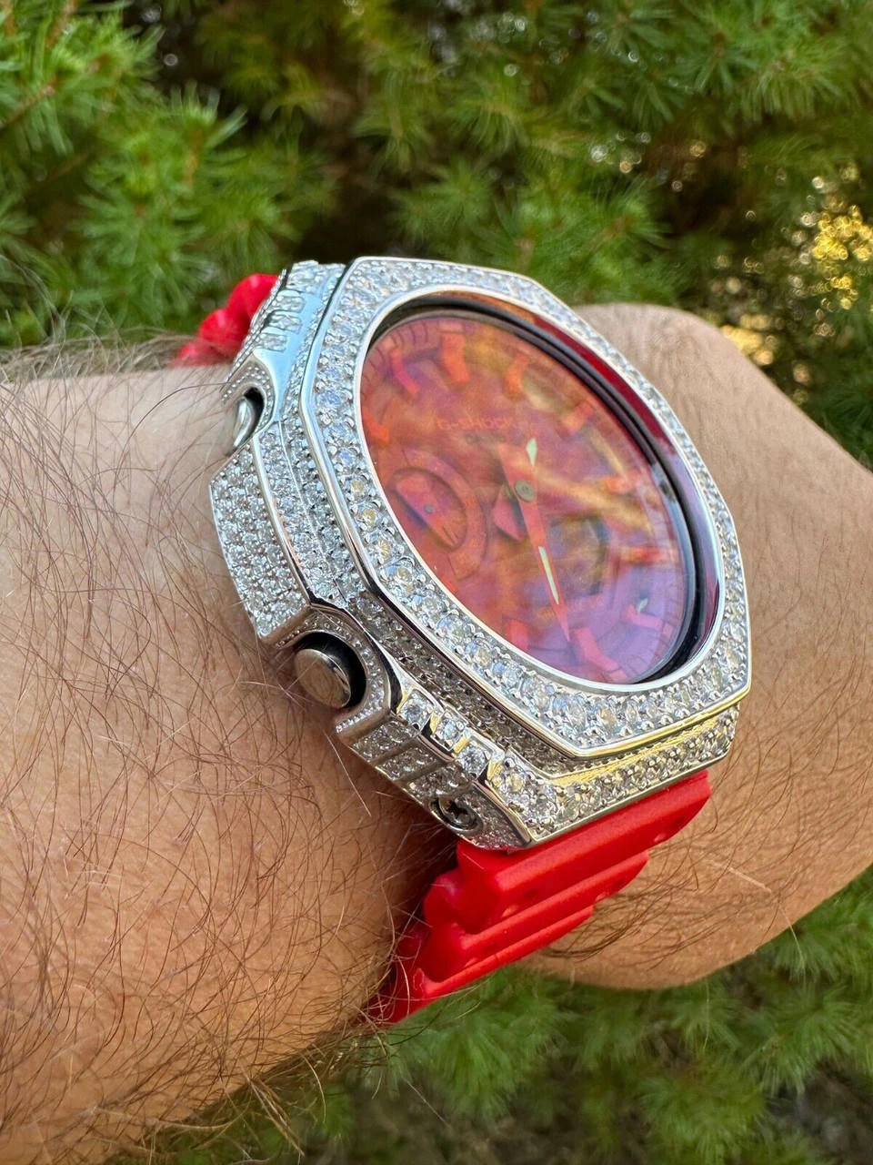 MOISSANITE Real 925 Silver Iced Red Casio G Shock GA-2100 Hip Hop Watch & Extras 22 MOISSANITE Real 925 Silver Iced Red Casio G Shock GA-2100 Hip Hop Watch & Extras - Image 20