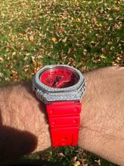 MOISSANITE Real 925 Silver Iced Red Casio G Shock GA-2100 Hip Hop Watch & Extras 26 MOISSANITE Real 925 Silver Iced Red Casio G Shock GA-2100 Hip Hop Watch & Extras -Harlem Bling Shop moissanite real 925 silver iced red casio g shock ga 2100 hip hop watch and extras 49035.1699069258