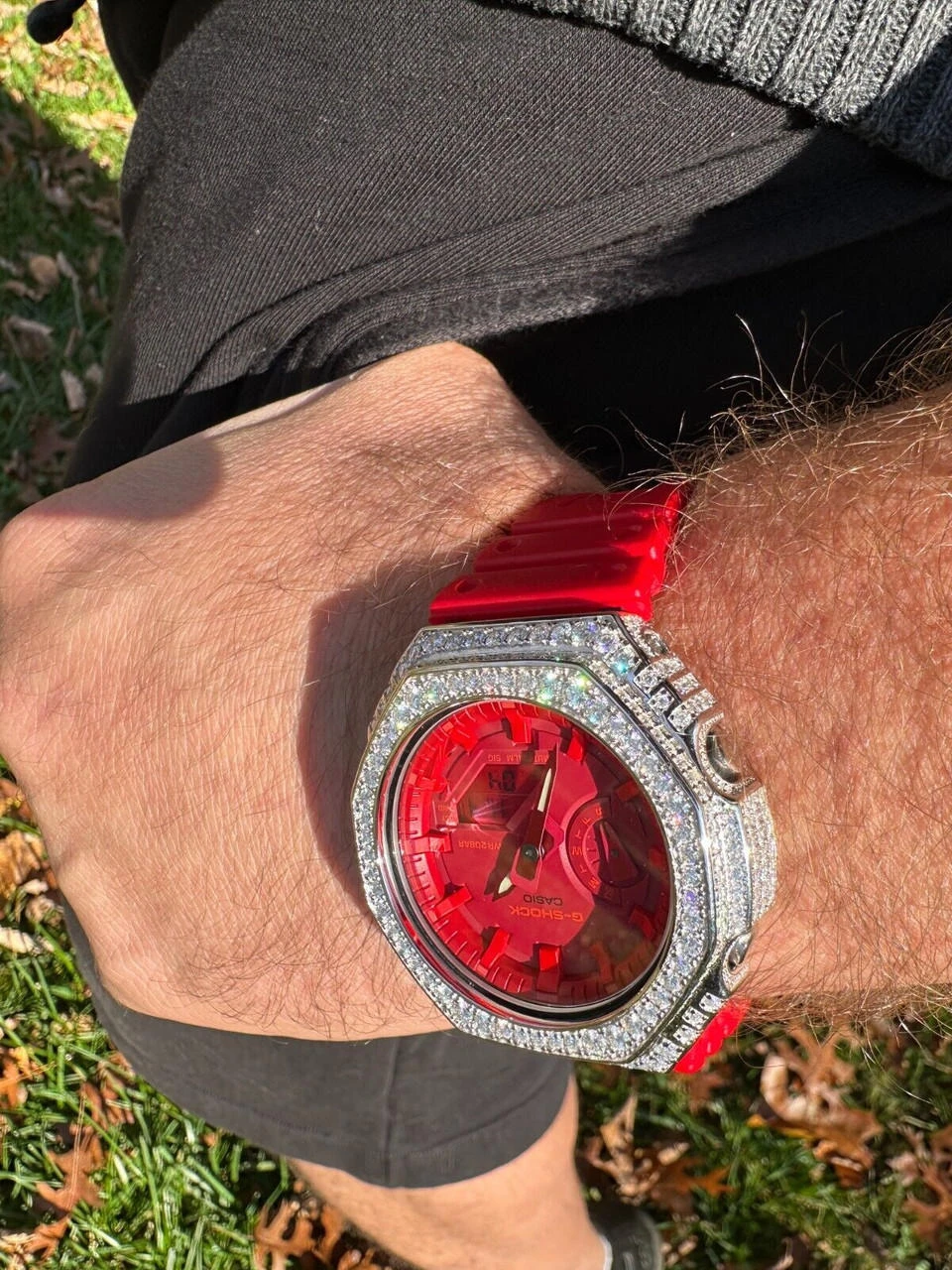 MOISSANITE Real 925 Silver Iced Red Casio G Shock GA-2100 Hip Hop Watch & Extras 13 MOISSANITE Real 925 Silver Iced Red Casio G Shock GA-2100 Hip Hop Watch & Extras - Image 11