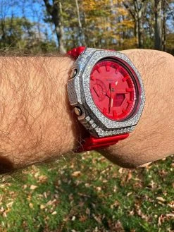 MOISSANITE Real 925 Silver Iced Red Casio G Shock GA-2100 Hip Hop Watch & Extras 37 MOISSANITE Real 925 Silver Iced Red Casio G Shock GA-2100 Hip Hop Watch & Extras -Harlem Bling Shop moissanite real 925 silver iced red casio g shock ga 2100 hip hop watch and extras 70449.1699069195