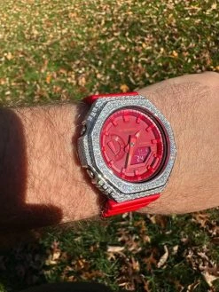 MOISSANITE Real 925 Silver Iced Red Casio G Shock GA-2100 Hip Hop Watch & Extras 36 MOISSANITE Real 925 Silver Iced Red Casio G Shock GA-2100 Hip Hop Watch & Extras -Harlem Bling Shop moissanite real 925 silver iced red casio g shock ga 2100 hip hop watch and extras 87912.1699069216
