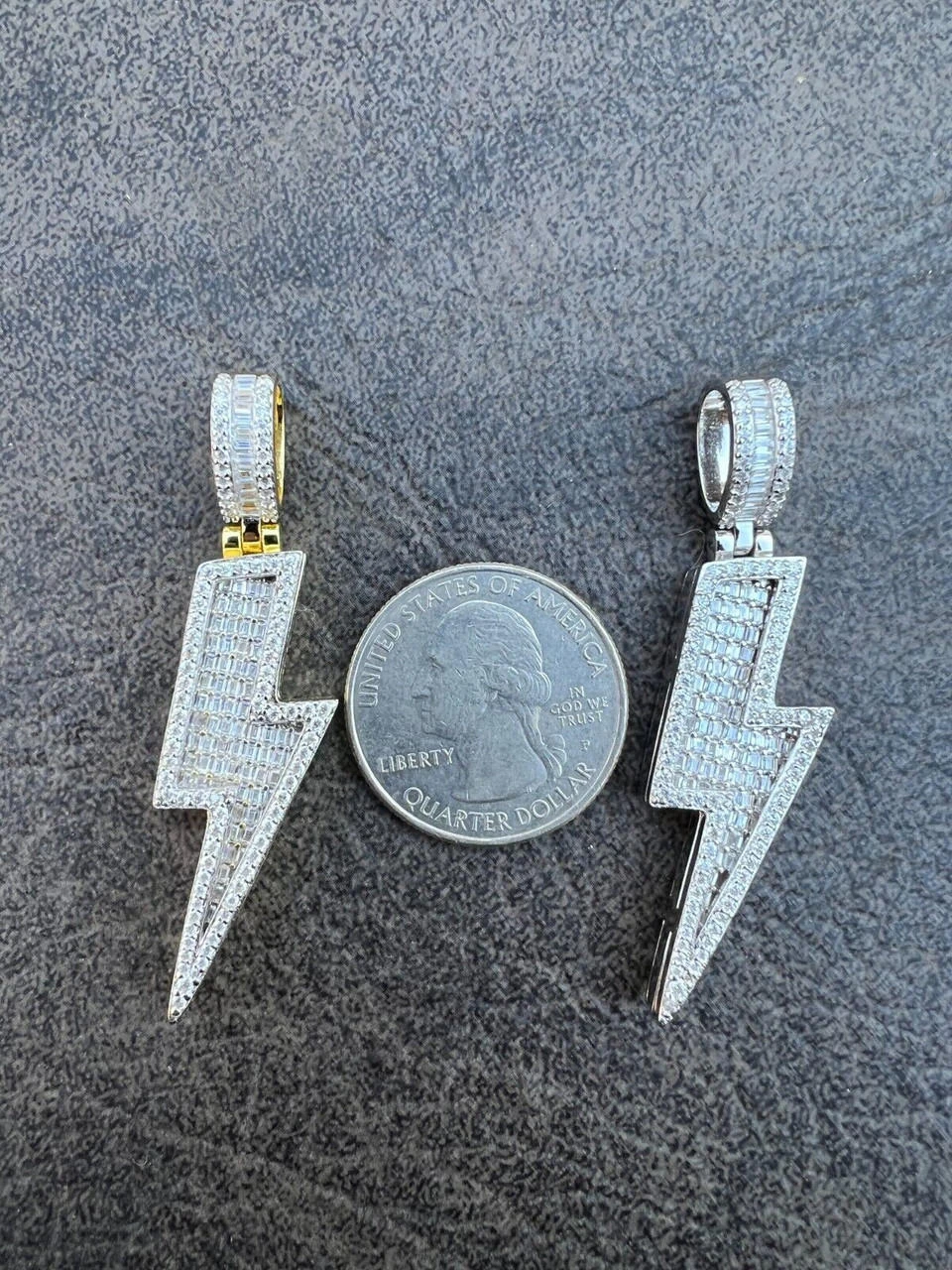 MOISSANITE Real Silver / Gold Lightning Bolt Necklace Pendant Pass Diamond Test 18 MOISSANITE Real Silver / Gold Lightning Bolt Necklace Pendant Pass Diamond Test - Image 16