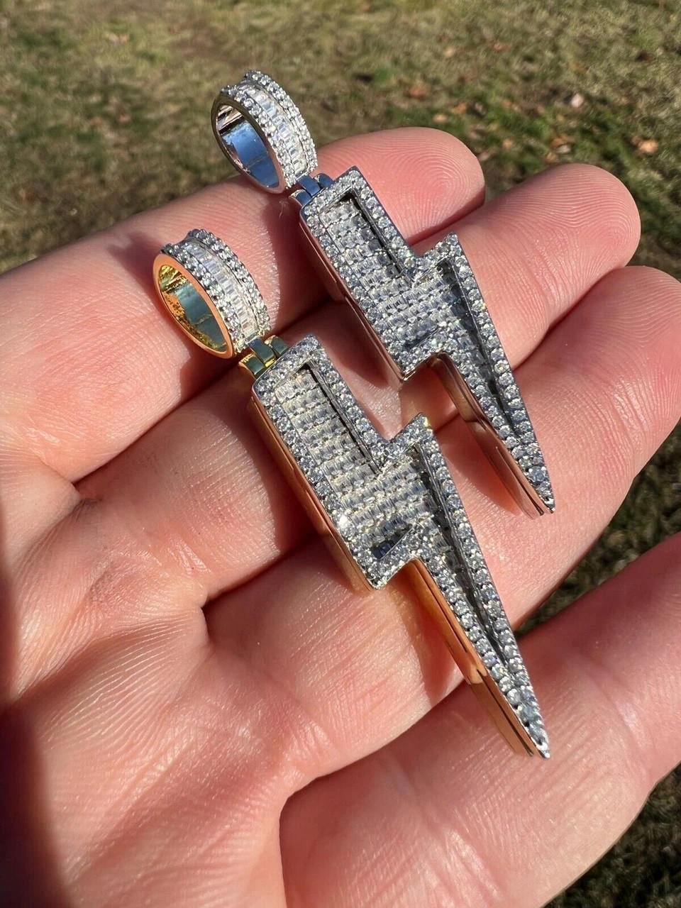 MOISSANITE Real Silver / Gold Lightning Bolt Necklace Pendant Pass Diamond Test 9 MOISSANITE Real Silver / Gold Lightning Bolt Necklace Pendant Pass Diamond Test - Image 7