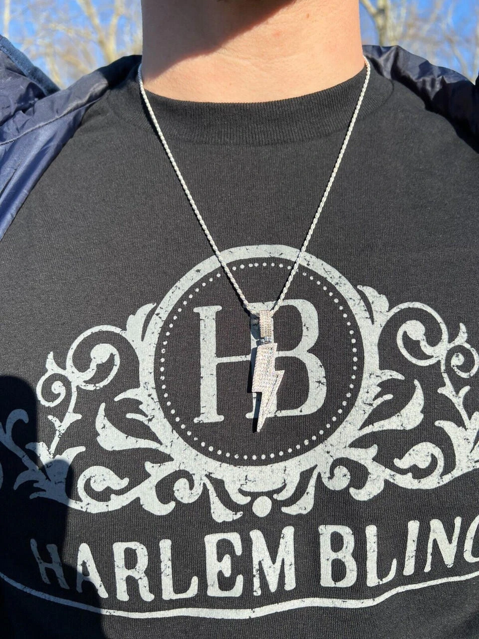 MOISSANITE Real Silver / Gold Lightning Bolt Necklace Pendant Pass Diamond Test 5 MOISSANITE Real Silver / Gold Lightning Bolt Necklace Pendant Pass Diamond Test - Image 3