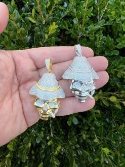 MOISSANITE Real Silver / Gold Skull In Fedora Hat Smoking Iced Necklace Pendant 29 MOISSANITE Real Silver / Gold Skull In Fedora Hat Smoking Iced Necklace Pendant -Harlem Bling Shop moissanite real silver gold skull in fedora hat smoking iced necklace pendant 14550.1675447241